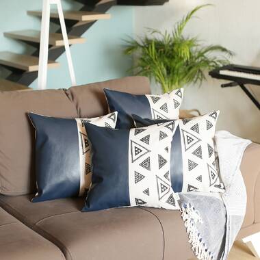 Blue leather best sale throw pillows